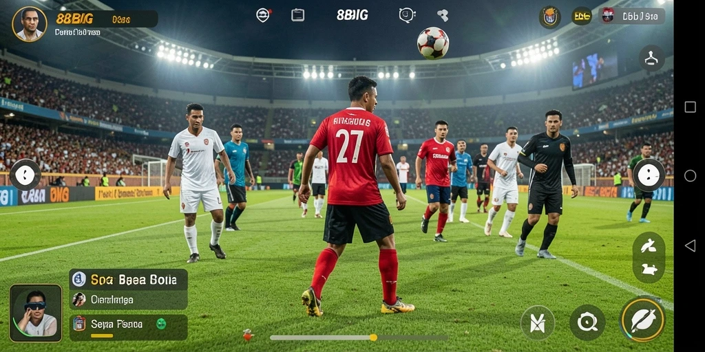 Tampilan gameplay seru dalam 88BIG dengan aksi sepak bola mendebarkan.