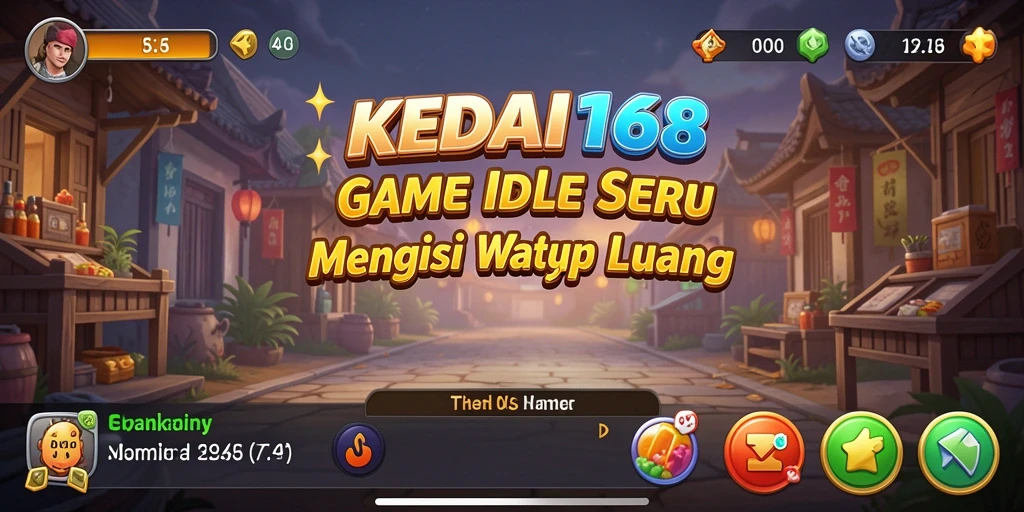 Gameplay KEDAI168 dengan suasana kedai yang ceria.