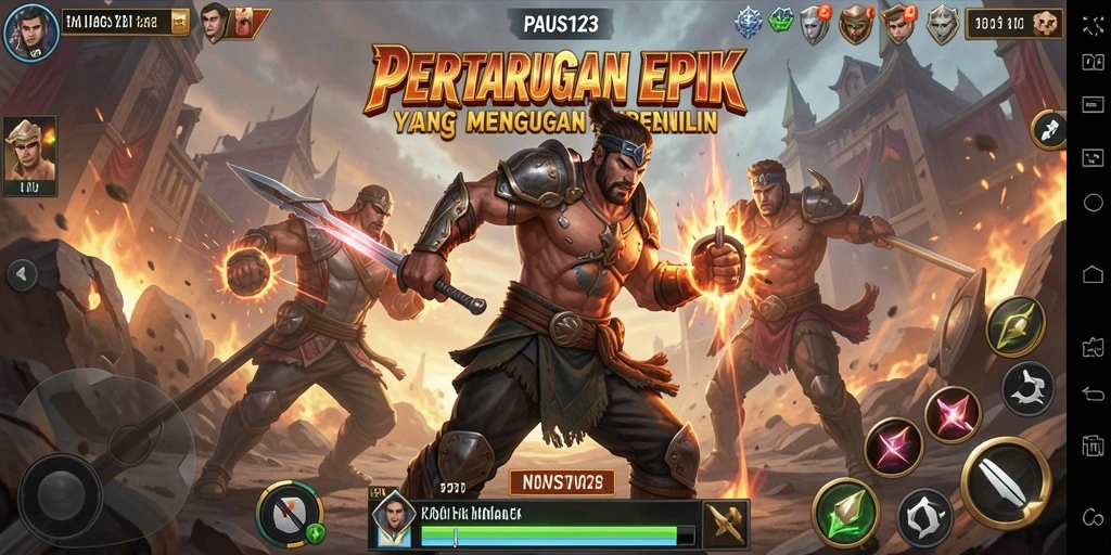 Screenshot utama PAUS123 menunjukkan aksi pertarungan yang intens dan grafis yang memukau.